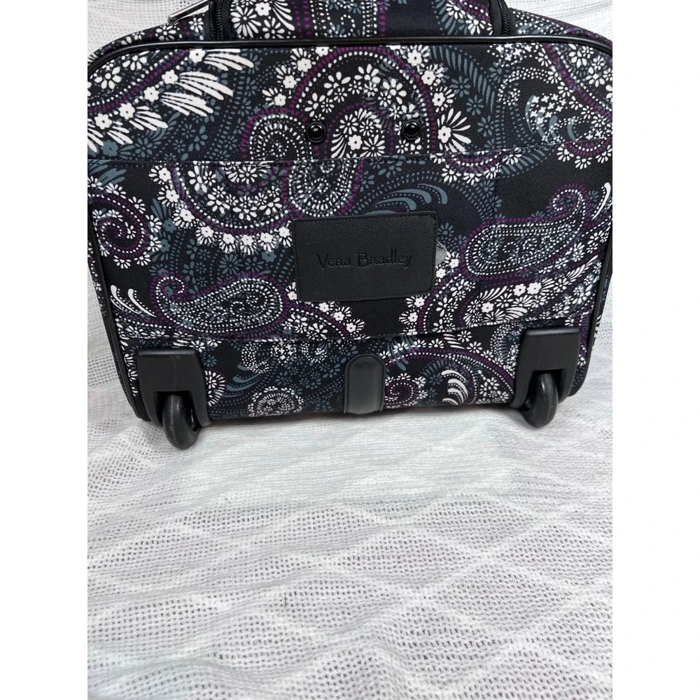 Vera Bradley Rolling Laptop Bag Women Black White Paisley Travel Excellent